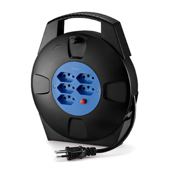 Extensão Elétrica 10 Metros Carretel com 5 tomadas 2P+T 10A  6REX305C10M Elgin