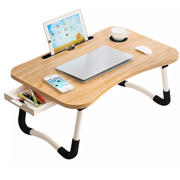 Suporte de Notebook Mesa Dobravel com Gavetinha e Porta Copo 60X40X28 cm Cores Variadas TRC0542