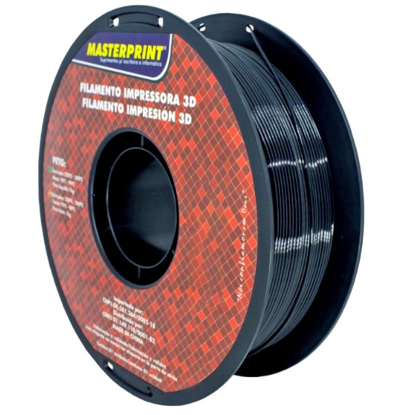Filamento para Impressora 3D - PETG Preto - Rolo 1KG (1.75mm) 231020001 MASTERPRINT