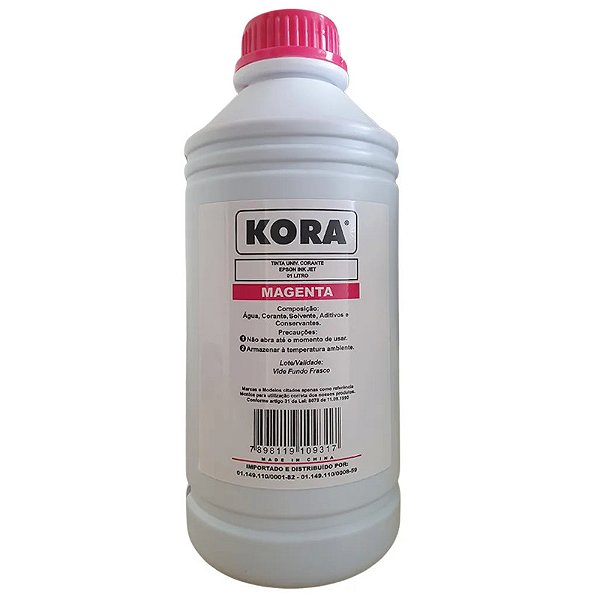 Refil de Tinta Magenta Universal Corante Masterprint Kora Compatível Com Epson 1 Litro 226030003