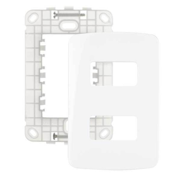 Conjunto Placa 4x2 Com 2 Postos Horiz Branco Com Suporte B3 PA019431 Margirius