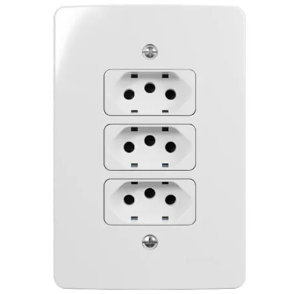 Conjunto 3 Tomadas Padrao Brasileiro 2p+T 20a-250v 4x2 Branco Renova PA021383 Margirius