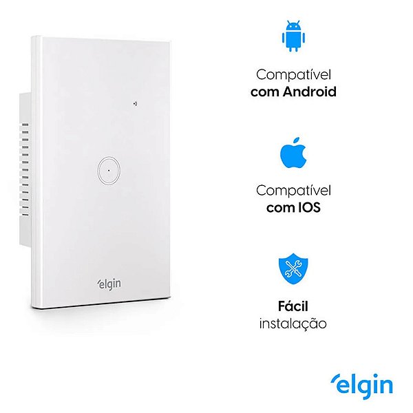 Interruptor Touch Smart Wi-Fi Elgin 48INTWIFI100 1 Botão Compatível com Alexa e Google Home