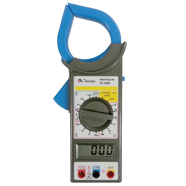 Alicate Amperimetro Digital 1000A AC ET-3200 Minipa Embalag. Blister