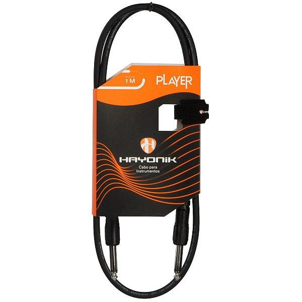 Cabo para Instrumento Injetado Hayonik Player P10 x P10 1m Preto
