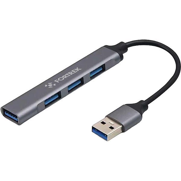 Hub USB-A 4 em 1 Fortrek DA41 em Alumínio - 1x USB-A 3.0 + 3x USB-A 2.0