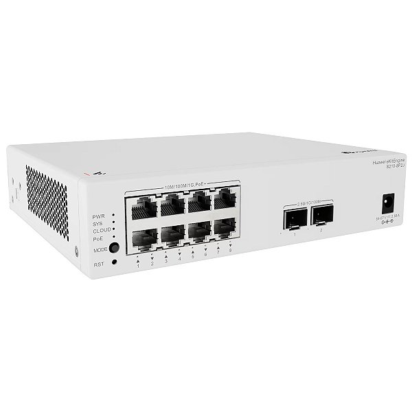 Switch Huawei eKitEngine S210-8P2J Gerenciável L2, 8 Portas GE PoE+ (128W) + 2 Portas SFP 2.5GE, Fonte 220V