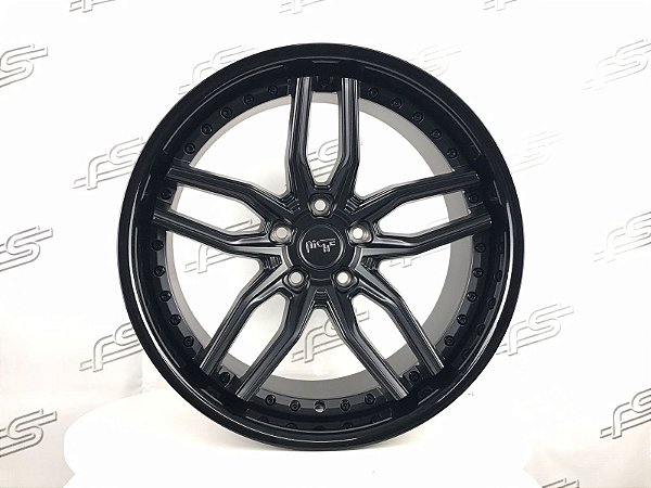 Jogo De Rodas Niche Metheus Preto Semi-Brilho C/ Borda Brilhante 5x120 - 20x9 e 20x10,5