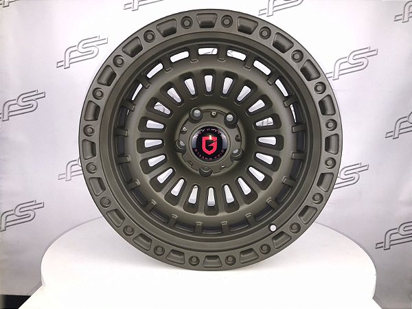Jogo De Rodas Off Road Gisa Soldier D3369 Verde Semi-Brilho 5x127 - 17x9
