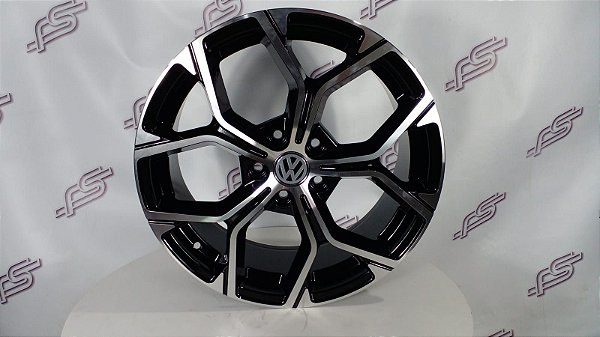 Jogo De Rodas Vw Zeus A056 Preto Diamantado 5x112 - 18x7,5 Offset 51