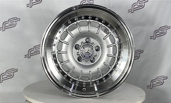 Jogo De Rodas Mercedes Barock Bundt 280D Prata Borda Diamantada 5x112 - 17x8,5 e 17x9,5