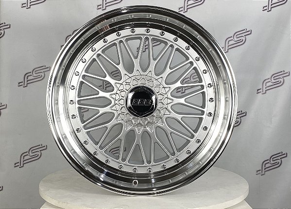Jogo De Rodas BBS Prata Borda Diamantado 5x114 e 5x120 - 20x8,5 e 20x9,5