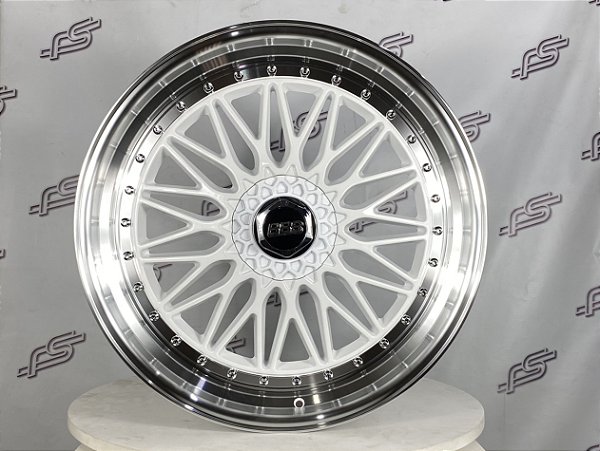 Jogo De Rodas BBS Branca Borda Diamantado 5x114 e 5x120 - 20x8,5 e 20x9,5