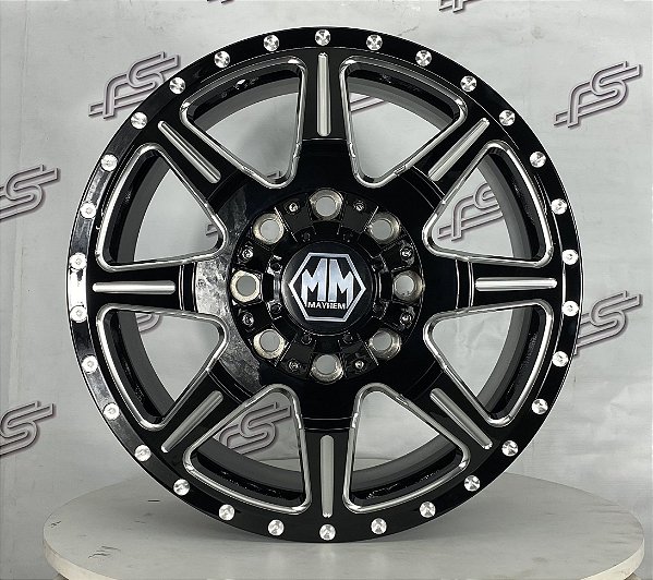 Jogo de Roda Mahyem Monstir Black  Milled aro 20 / 8x165,1  / tala 8,25