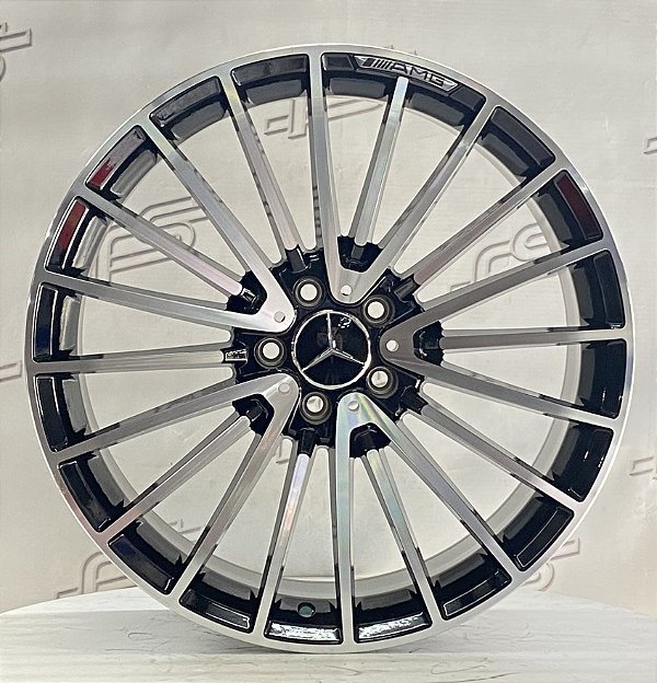 Jogo de Roda Mercedes Classe C Preta Diamantada - 5X112 - 19x8,5 e 9,5 Offset 40