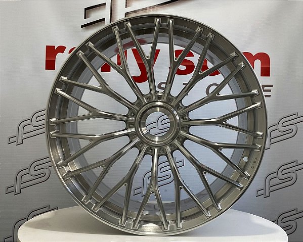 Jogo de Roda Gisa FF6290 P/ gt3 Aço Escovado Center Loock - 20x9,5 e 21x12,5 Offset 45 e 48