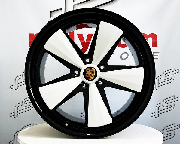 Jogo de Roda Porsche 911 Preto e Branca 5x130 - 20x8,5 e 21x11,5 Offset 50 e 60