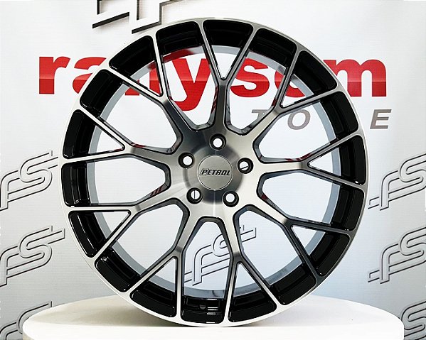 Jogo Roda Petrol P23 Preto Diamantado 5x112 - 20x8,5 Offset 40