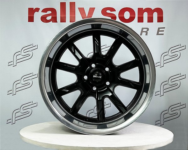 Jogo de Roda Ridler 650 Preta borda diamantada  aro 18 / Tala 8  e 9,5 / Furação 5x114,3 Offset 0