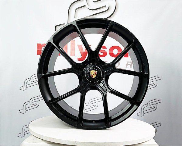 Jogo de Roda Porsche GT3 Forged Preto Semi-Brilho 5x130 - 20X8,5 e21x11,5 Offset 50  e 67 (Nv)