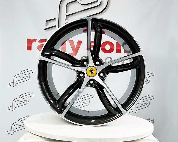 Jogo de Roda Ferrari 458/488 Grafite Brilhante Diamantado 5x114 - 20x8,5 e 20x11 Offset 30 e 48 (Nv)