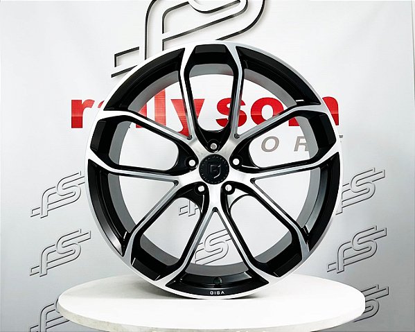 Jogo de Roda Gisa FF6049 Forged Preto Borda Diamantada 5x112 - 21x9,5 Offset 26