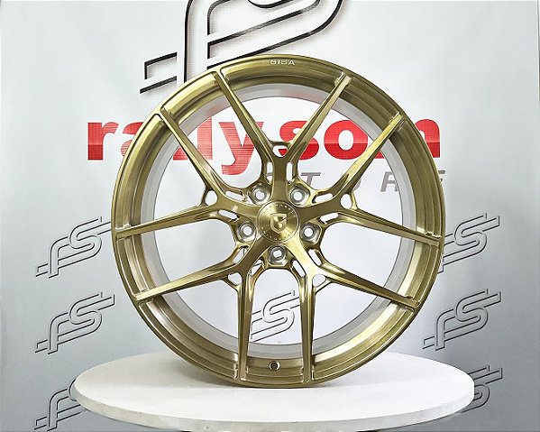 Jogo de Roda Gisa FFT6099 Forged Dourada Brilhante 5x130 - 20x8,5 e 20x11 Offset 52 e 42