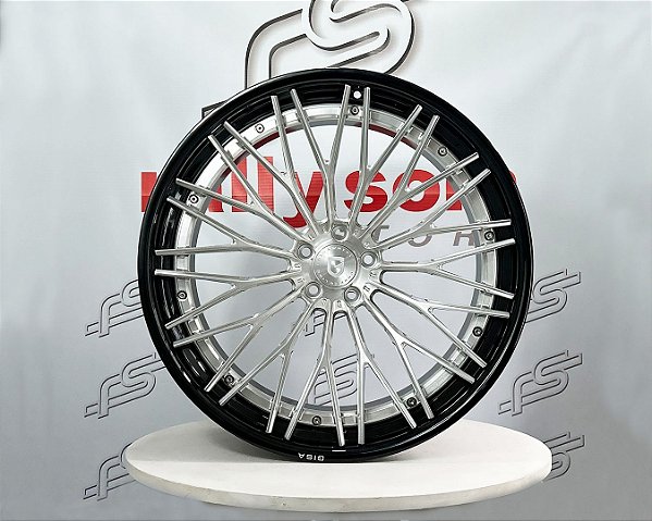 Jogo de Roda Gisa FT080 Forged Prata Borda Preta 5x112 - 22x9,5 e 22x11,5 Offset 15 e 20