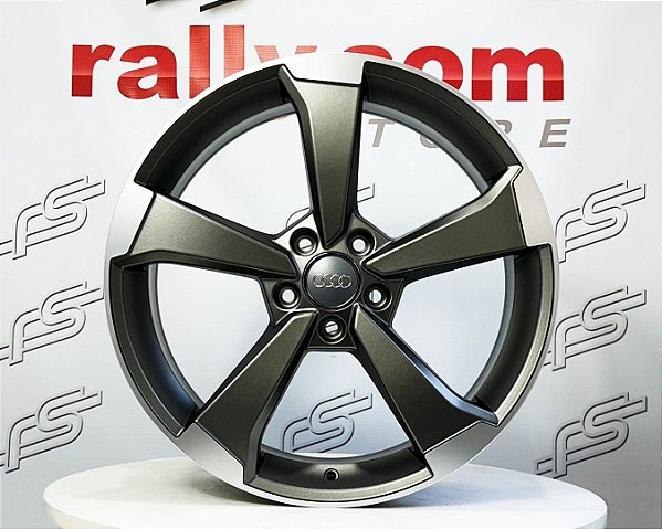 Jogo de Roda Audi Rs3 Grafite Semi-Brilho Borda Diamantada 5x112 - 19x8 Offset 45 (Nv)