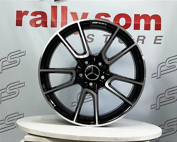Jogo de Roda Mercedes GLC-43 Preto Borda Diamantada 5x112 - 18x8 Offset 40
