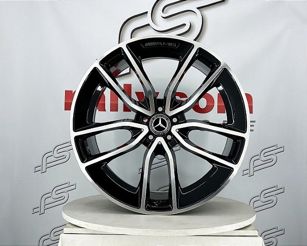 Jogo de Roda Mercedes AMG E-53 Preto Diamantado Brilhante 5x112 - 22x10 e 22x11 Offset 48 e 52 (Nv)