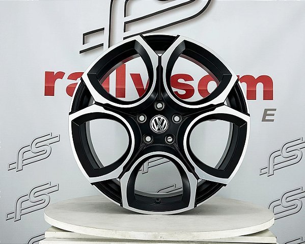Jogo de Roda Vw Golf Preto Diamantado 5x112 - 19x8 Offset 42 (Nv)