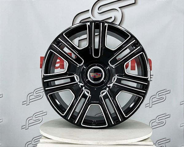 Jogo de Roda Cadillac Preto Brilhante Diamantado 6x135/139 - 24x10 Offset 30 (Nv)