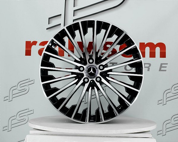 Jogo de Roda Mercedes Classe C Preto Brilhante Diamantado 5x112 - 20x8,5 e 20x9,5 Offset 40 e 5 (Nv)