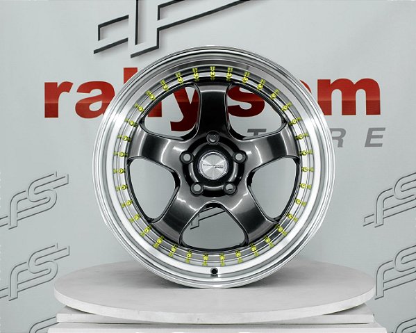 Jogo de Roda Work Meister Grafite Borda Diamantada 5x120 - 18x9,5 e 18x10,5 Offset 22 (Nv)