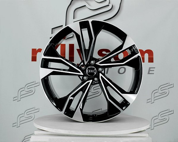 Jogo de Roda Audi A4 S Line Preto Diamantado 5x112 - 22x9,5  Offset 25 (NV)