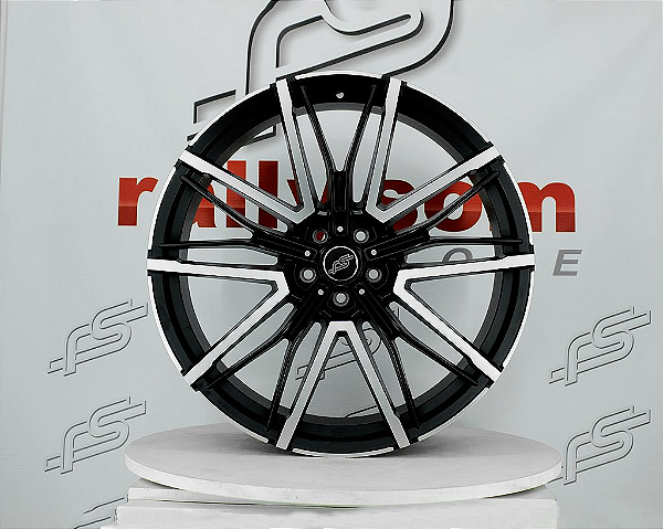 Jogo de Roda RS aplicação Bmw M5 Preta Diamantada 5x112 - 22x9,5 e 22x10,5 Offset 30 e 35 (Nv)
