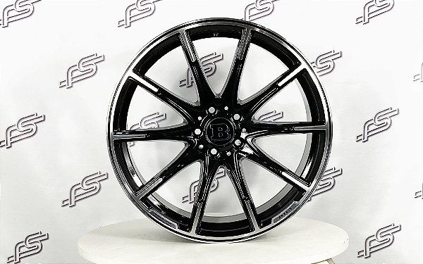Jogo de Roda Mercedes Brabus Preto Diamantada 5x130 - 22x10 Offset 30 (Nv)