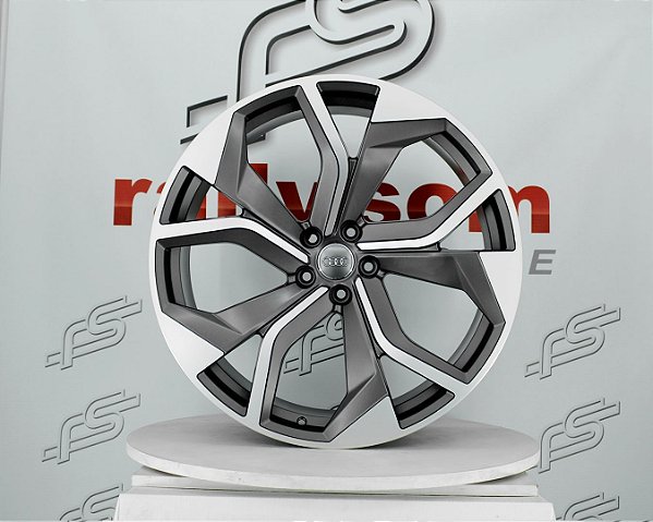 Jogo de Roda Audi Q8 Grafite Borda DIamantada 5x112 - 22x10 Offset 26 (Nv)