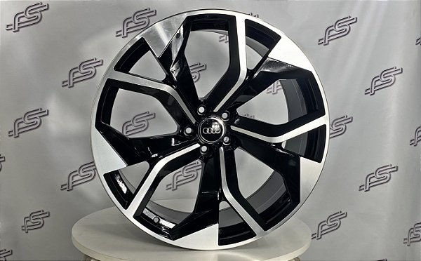Jogo de Roda Audi Q8 Preto Borda DIamantada 5x112 - 22x10,5 Offset 26 (Nv)