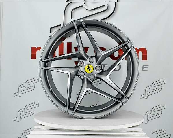 Jogo de Roda Ferrari F8 Tributo Grafite 5x114 - 21x9 e 22x12 Offset 35 e 33 (Nv)