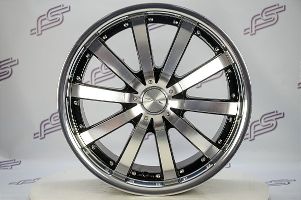 Jogo de Roda Ace Alloy Executive Preto Diamantado Borda Polida Blank - 19x8,5 Offset 20 (Nv)