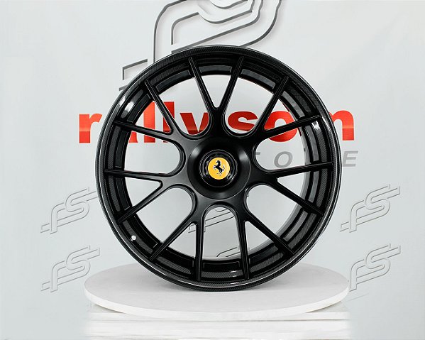 Jogo de Roda Ferrari Preta Borda de Carbono Blank - 21x9 e 22x12 Offset 35 a 48 (Nv)