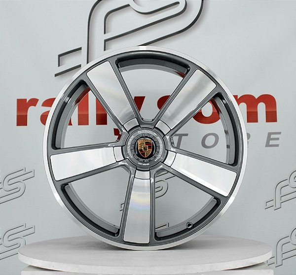 Jogo de Roda Porsche Turbo S  Forged Grafite Brilhante Diamantado 5x130 - 20x8,5 e 21x11,5 Offset 50 e 65 (Nv)
