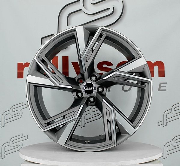 Jogo de Roda Audi RS6 Original Grafite Semi-Brilho Diamantado 5x112 - 22x10,5 Offset 19 (Nv)