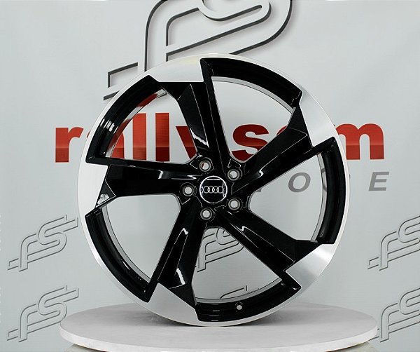 Jogo de Roda Audi Rs6 Preto Diamantado Brilhante 5x112 - 21x9 Offset 25 (Nv)