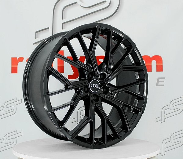 Jogo de Roda Audi Q8 Preto Brilhante Diamantado 5x112 - 21x9 Offset 25  (Nv)