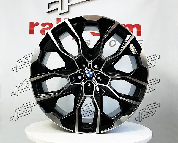 Jogo de Roda Bmw X-7 Preto Borda DIamantada 5x120 - 22x9,5 e 22x10,5 Offset 37 e 43 (Nv)