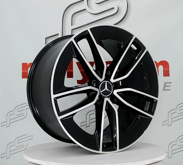 Jogo de Roda Mercedes GLE Preto Diamantada 5x112 - 22x10 e 22x11,5 Offset 55 e 53 (Nv)