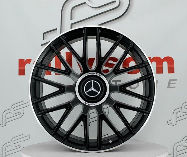 Jogo de Roda Mercedes Amg GlS63 Preto Borda Diamantado Fosco  5x112 - 21x10 e 21x11 Offset 45 e 42 (Nv)